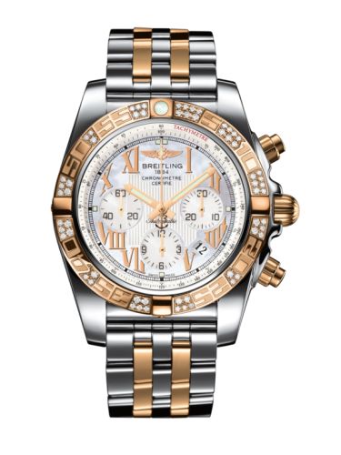 Breitling Chronomat 44 Paslanmaz Çelik / Pembe Altın / Elmas / Pearl Roman / Bilezik, referans CB0110AA.A693.375C