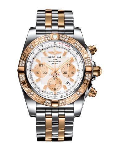 Breitling Chronomat 44 Paslanmaz Çelik / Pembe Altın / Elmas / Antarctica Beyaz / Bilezik, referans CB0110AA.A696.375C