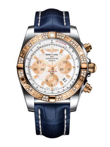 Breitling Chronomat 44 Paslanmaz Çelik / Pembe Altın / Elmas / Antarctica Beyaz / Croco, referans CB0110AA.A696.731P