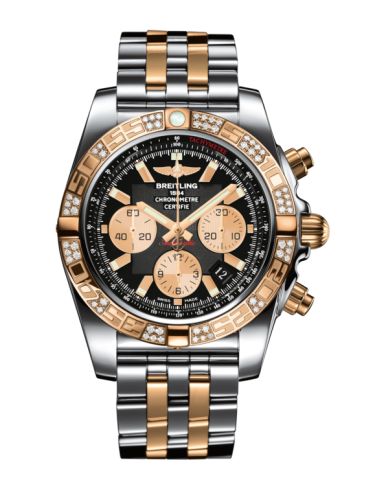 Breitling Chronomat 44 Paslanmaz Çelik / Pembe Altın / Elmas / Onyx Siyah / Bilezik, referans CB0110AA.B968.375C