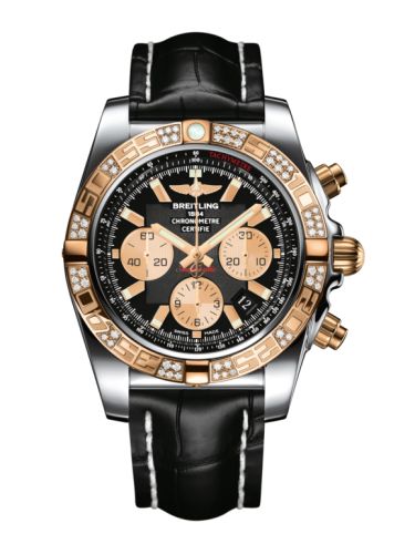Breitling Chronomat 44 Paslanmaz Çelik / Pembe Altın / Elmas / Onyx Siyah / Croco, referans CB0110AA.B968.743P|