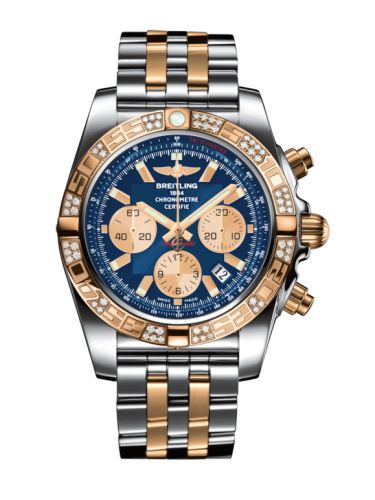 Breitling Chronomat 44 Paslanmaz Çelik / Pembe Altın / Elmas / Metallica Mavi / Bilezik, referans CB0110AA.C790.375C