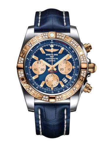 Breitling Chronomat 44 Paslanmaz Çelik / Pembe Altın / Elmas / Metallica Mavi / Croco, referans CB0110AA.C790.731