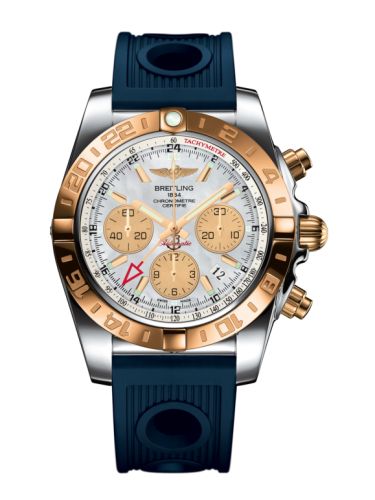 Breitling Chronomat 44 GMT Paslanmaz Çelik / Pembe Altın / Pearl / Kauçuk, referans CB042012.A739.211S