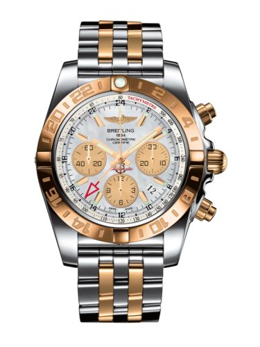 Breitling Chronomat 44 GMT Paslanmaz Çelik / Pembe Altın / Pearl / Bilezik, referans CB042012.A739.375C