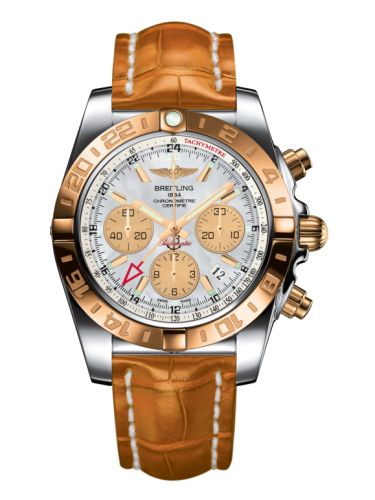 Breitling Chronomat 44 GMT Paslanmaz Çelik / Pembe Altın / Pearl / Croco, referans CB042012.A739.745P