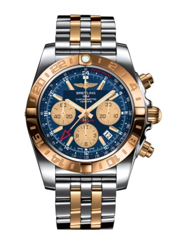Breitling Chronomat 44 GMT Paslanmaz Çelik / Pembe Altın / Metallica Mavi / Bilezik, referans CB042012.C858.375C