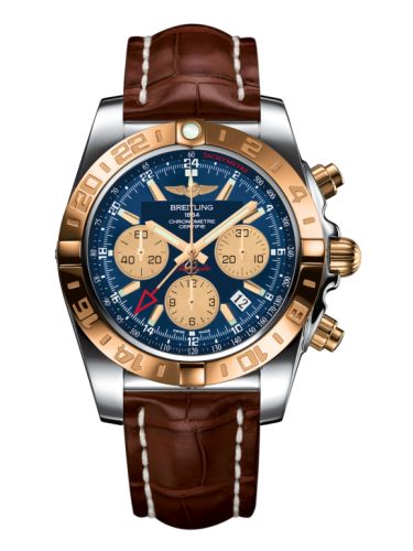 Breitling Chronomat 44 GMT Paslanmaz Çelik / Pembe Altın / Metallica Mavi / Croco, referans CB042012.C858.737P