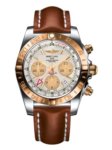 Breitling Chronomat 44 GMT Paslanmaz Çelik / Pembe Altın / Sierra Gümüş / Calf, referans CB042012.G755.433X