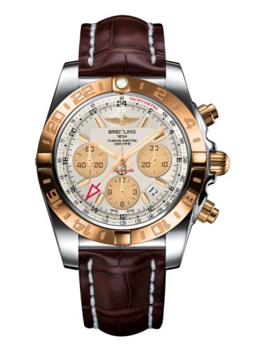 Breitling Chronomat 44 GMT Paslanmaz Çelik / Pembe Altın / Sierra Gümüş / Croco, referans CB042012.G755.739P