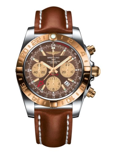 Breitling Chronomat 44 GMT Paslanmaz Çelik / Pembe Altın / Metallica Kahverengi / Calf, referans CB042012.Q590.433X