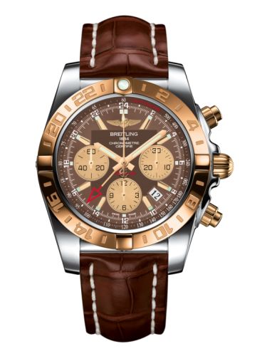 Breitling Chronomat 44 GMT Paslanmaz Çelik / Pembe Altın / Metallica Kahverengi / Croco, referans CB042012.Q590.737P
