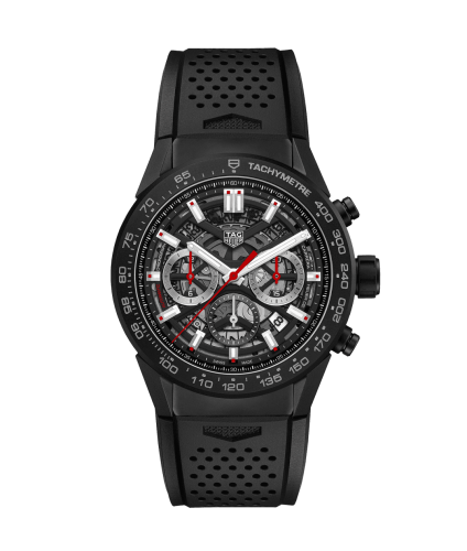 TAG Heuer Carrera Calibre Heuer 02 45 Siyah Seramik / İskelet / Kauçuk, referans CBG2A90.FT6173