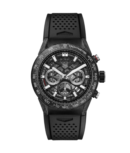 TAG Heuer Carrera Calibre Heuer 02 45 Carbon / İskelet / Kauçuk, referans CBG2A91.FT6173