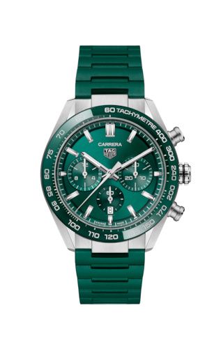 TAG Heuer Carrera Calibre Heuer 02 44 Paslanmaz Çelik / Yeşil / Kauçuk, referans CBN2A1N.FT6238