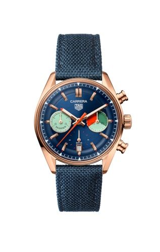 TAG Heuer Carrera Skipper Glass Box Pembe Altın / Mavi, referans CBS2241.FN8023