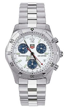 TAG Heuer 2000 Chronograph Paslanmaz Çelik / Gümüş / Bilezik 38.5mm, referans CK1111.BA0328