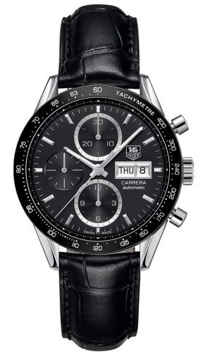 TAG Heuer Carrera Calibre 16 Day Date 41 Paslanmaz Çelik / Siyah / Alligator, referans CV201AG.FC6266