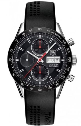 TAG Heuer Carrera Calibre 16 Day Date 41 Paslanmaz Çelik / Siyah / Kauçuk, referans CV201AH.FT6014