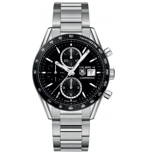TAG Heuer Carrera Calibre 16 41 Paslanmaz Çelik / Siyah / Bilezik, referans CV201AJ.BA0727