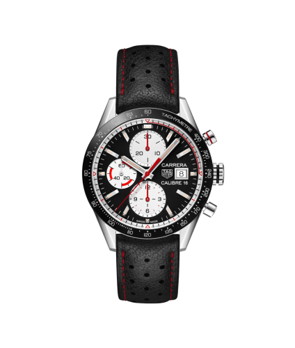 TAG Heuer Carrera Calibre 16 41 Paslanmaz Çelik / Siyah Retro / Calf, referans CV201AP.FC6429
