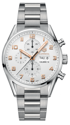 TAG Heuer Calibre 16 Day Date 43 Paslanmaz Çelik / Gümüş / Bilezik, referans CV2A1AC.BA0738