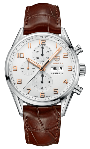 TAG Heuer Calibre 16 Day Date 43 Paslanmaz Çelik / Gümüş / Alligator, referans CV2A1AC.FC6380