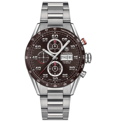 TAG Heuer Carrera Calibre 16 Day Date 43 Paslanmaz Çelik / Kahverengi / Bilezik, referans CV2A1S.BA0799