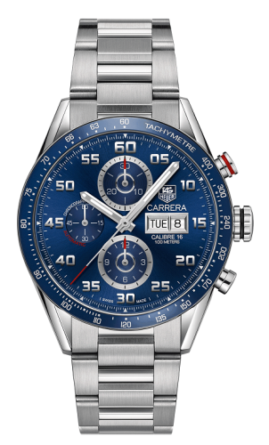 TAG Heuer Carrera Calibre 16 Day Date 43 Paslanmaz Çelik / Mavi / Bilezik, referans CV2A1V.BA0738
