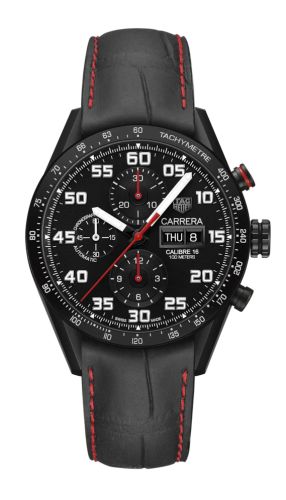 TAG Heuer Carrera Calibre 16 Day-Date 43 Titanyum PVD / Siyah / Alligator, referans CV2A83.FC6393