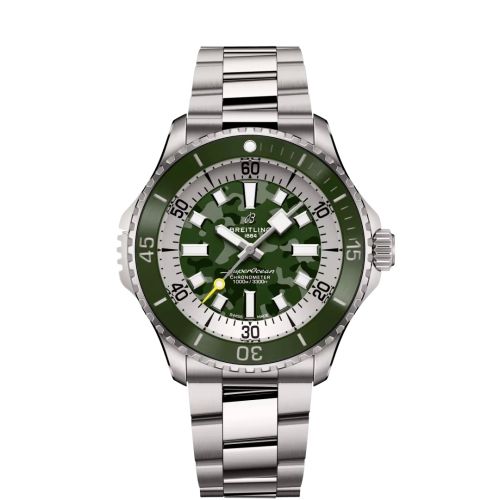 Breitling SuperOcean Automatic 46 Super Diver Titanyum /  Yeşil Camouflage / Bilezik, referans E10379D31L1E1