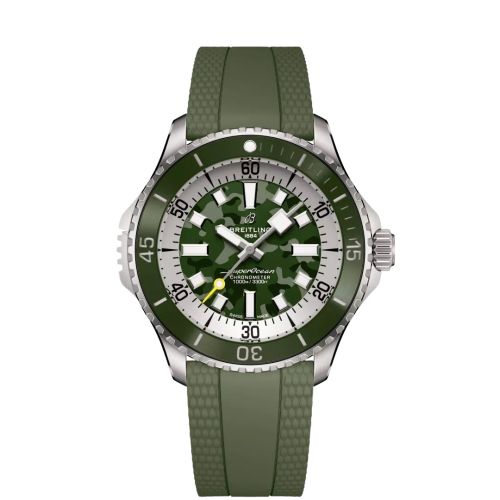 Breitling SuperOcean Automatic 46 Super Diver Titanyum /  Yeşil Camouflage / Kauçuk, referans E10379D31L1S1