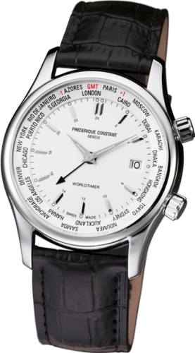 Frederique Constant Index Worldtimer Quartz Paslanmaz Çelik / Gümüş, referans FC-255S6B6