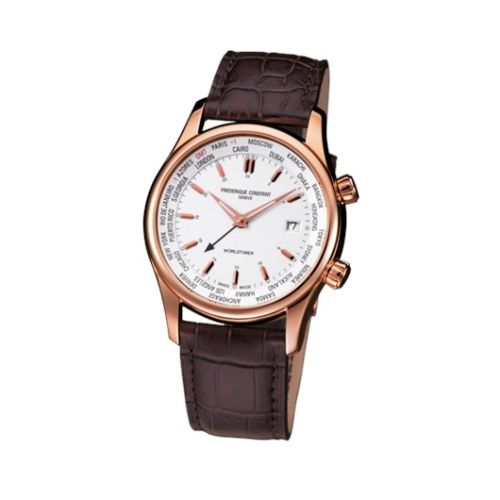 Frederique Constant Index Worldtimer Quartz Pembe Altın / Gümüş, referans FC-255V6B4