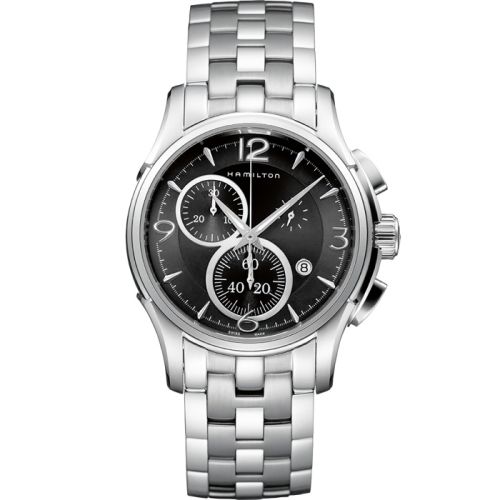 Hamilton Jazzmaster Chrono Quartz 42 Paslanmaz Çelik / Siyah / Bilezik, referans H32612135