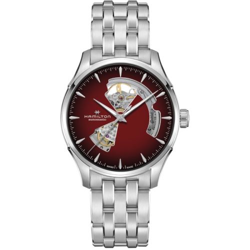 Hamilton Jazzmaster Open Heart 40 Paslanmaz Çelik / Burgundy Gradient / Bilezik, referans H32675170