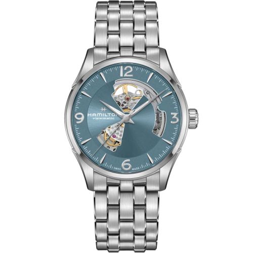 Hamilton Jazzmaster Open Heart 42 Paslanmaz Çelik / Mavi / Bilezik, referans H32705142