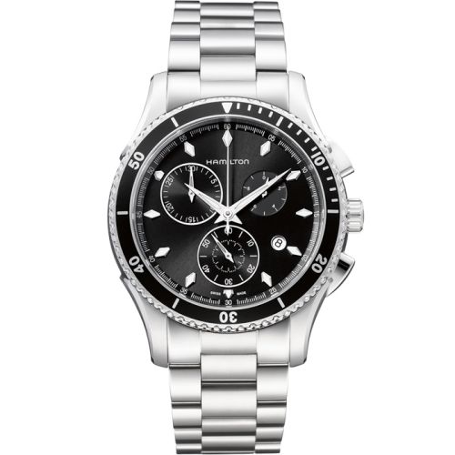 Hamilton Jazzmaster Seaview Chrono Quartz 44 Paslanmaz Çelik / Siyah / Bilezik, referans H37512131