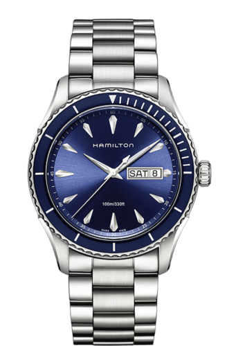 Hamilton Jazzmaster Seaview Day Date Quartz 42 Paslanmaz Çelik / Mavi / Bilezik, referans H37551141