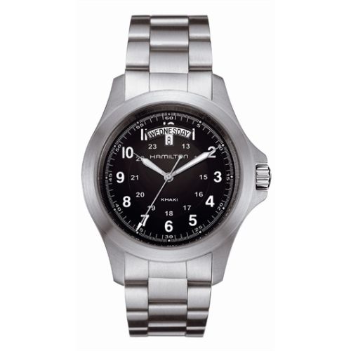 Hamilton Khaki Field King Quartz 40 Paslanmaz Çelik / Siyah / Bilezik, referans H64451133