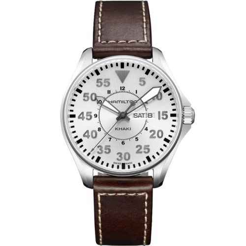 Hamilton Khaki Aviation Pilot Day Date Quartz Gümüş 42mm, referans H64611555