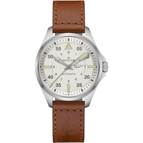 Hamilton Khaki Aviation Pilot Day Date Auto 42 Paslanmaz Çelik / Gümüş, referans H64635550