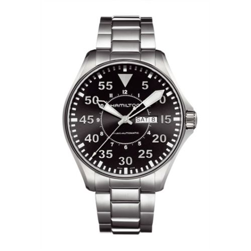 Hamilton Khaki Aviation Pilot Day Date 46 Paslanmaz Çelik / Siyah / Bilezik, referans H64715135
