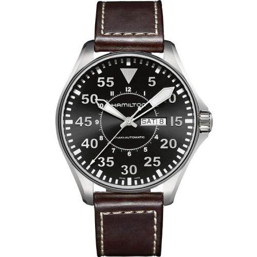 Hamilton Khaki Aviation Pilot Day Date 46 Paslanmaz Çelik / Siyah, referans H64715535