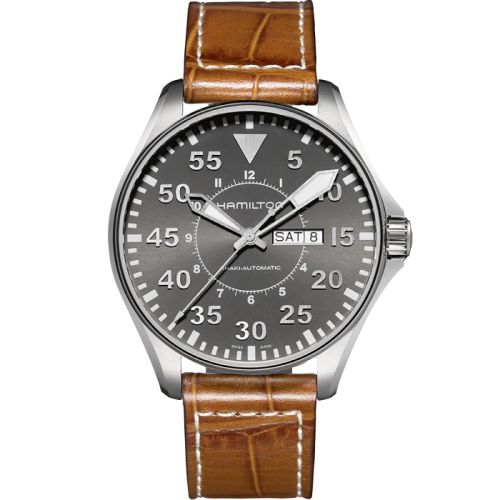Hamilton Khaki Aviation Pilot Day Date 46 Paslanmaz Çelik / Gri, referans H64715885