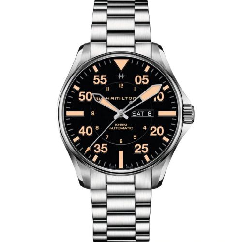 Hamilton Khaki Aviation Pilot Day-Date Auto 46 Paslanmaz Çelik / Siyah / Bilezik, referans H64725131