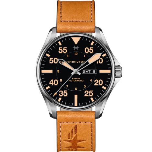 Hamilton Khaki Pilot Day-Date Auto 46 Paslanmaz Çelik / Siyah, referans H64725531