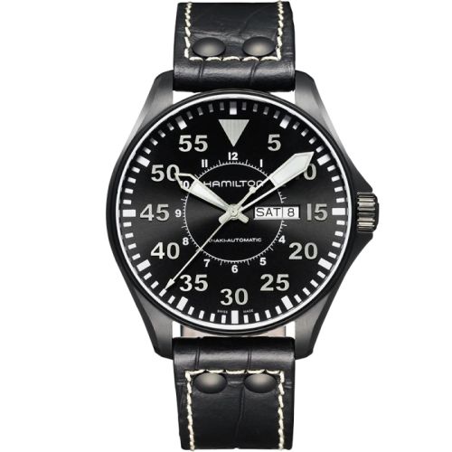 Hamilton Khaki Aviation Pilot Day Date Auto Siyah 46mm, referans H64785835