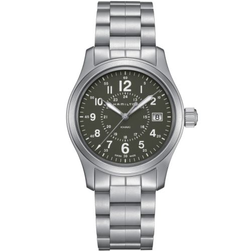 Hamilton Khaki Field Quartz 38 Paslanmaz Çelik / Yeşil / Bilezik, referans H68201163