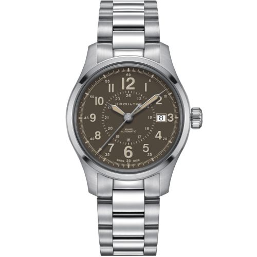 Hamilton Khaki Field Auto 40 Paslanmaz Çelik / Kahverengi / Bilezik, referans H70305193